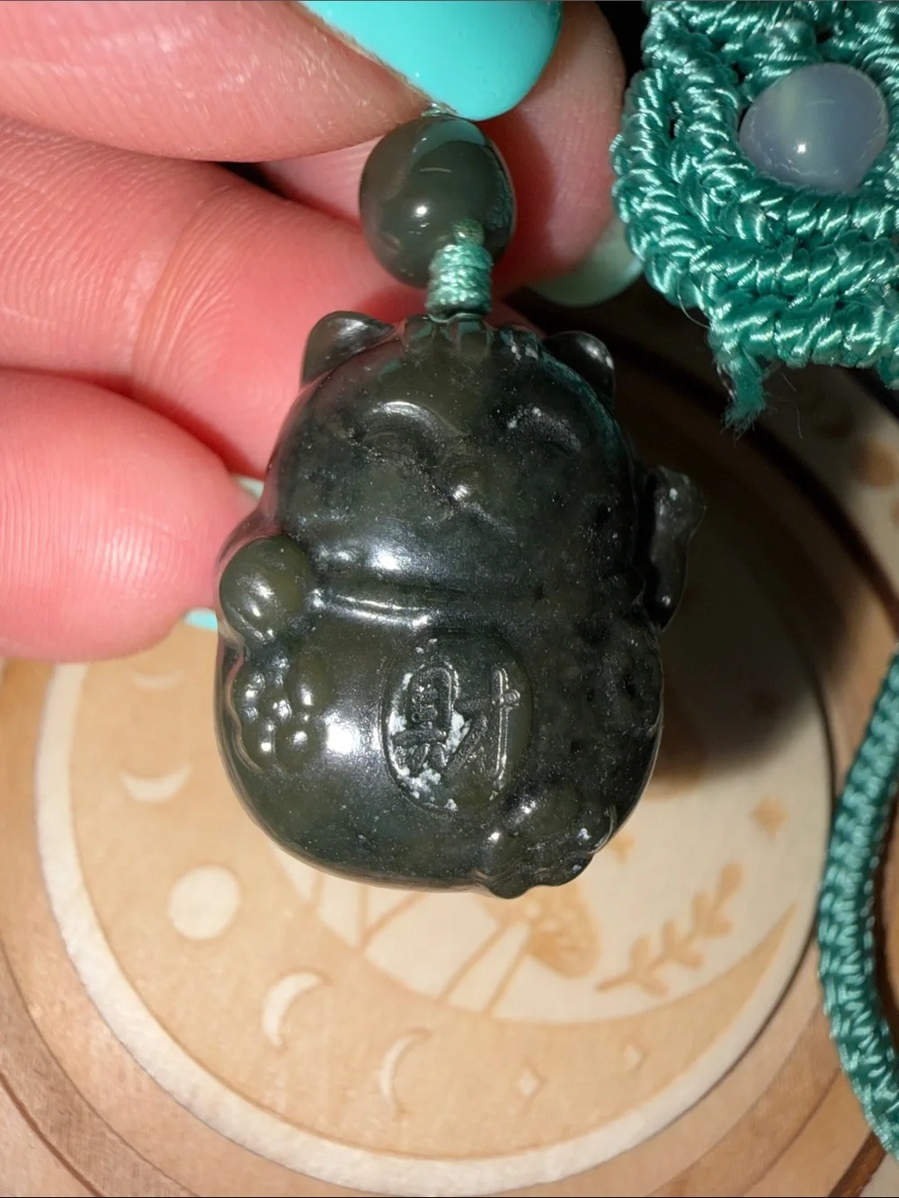 Teal Lucky Cat Charm  keychain - Unbranded